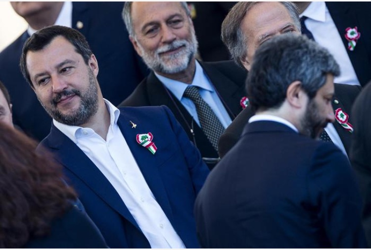 Salvini e Fico alla Festa della Repubblica (Ansa)