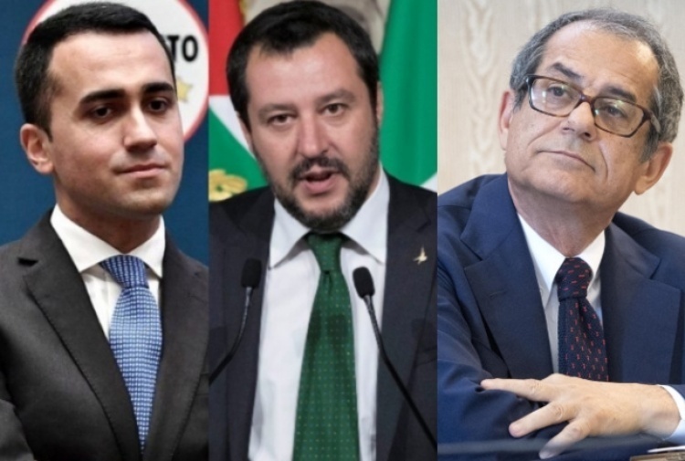 I vicepremier Di Maio e Salvini, e il ministro dell'Economia Tria